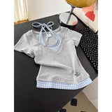 New Design Contrasting Colors Women's T-shirts Loose-fit Simple Fashionable T-shirt Women's Clothing
