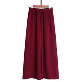 Elastic Waist Long Pants Laced Bow Made of Lacing Straight - Leg Trousers Classic Slacks - Zeprah
