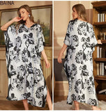 Elegant High - End Women's Long Nightgown Modest Middle Eastern Style Spring Summer - Zeprah