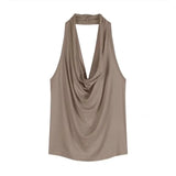 Elegant Swing Collar Halter Women's Camisole Summer Slim - fit Hot Girl Design Sleeveless Backless Top for Outer Wear - Zeprah