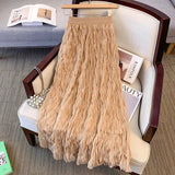 Elegant Women's Mid - length A - Line Skirt | High Waist Slimming Large Swing Design | Vintage Solid Breathable Spandex/Poly Denim Look | All Seasons - Zeprah