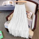 Elegant Women's Mid - length A - Line Skirt | High Waist Slimming Large Swing Design | Vintage Solid Breathable Spandex/Poly Denim Look | All Seasons - Zeprah