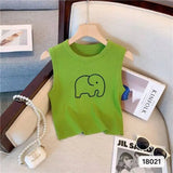 Elephant Knitted Hot Girl tank Femme Crop Top Women Camisole Unisex Knitted Vest - Zeprah