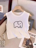 Elephant Knitted Hot Girl tank Femme Crop Top Women Camisole Unisex Knitted Vest - Zeprah
