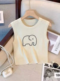 Elephant Knitted Hot Girl tank Femme Crop Top Women Camisole Unisex Knitted Vest - Zeprah