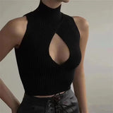 Europe US Sexy Club Hot Sale Women Camisole Hollow Design Tank Crop Top Beauty Breast Muscle Y2K Unisex Vest - Zeprah