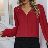 European American Autumn Cute Elegant Commuting Date Versatile Long - Sleeve Broadcloth Blouse - Zeprah