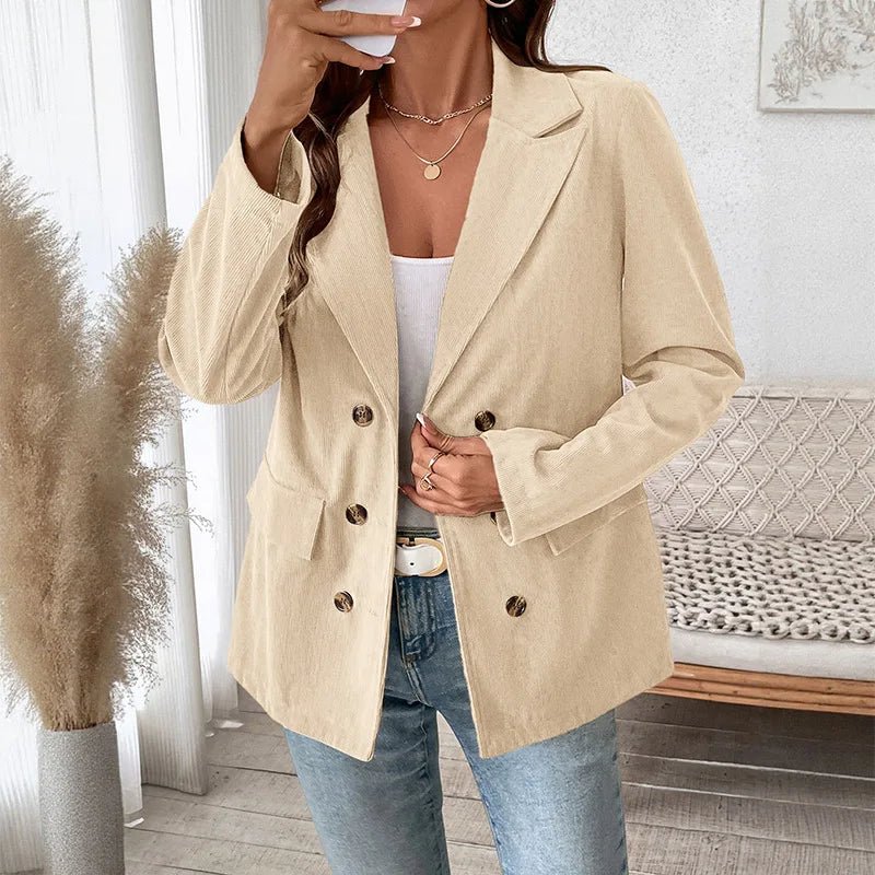 European American Autumn Winter Women's Clothing Solid Color Blazer - Zeprah