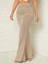 European American Cross - border Women's Autumn Winter Independent Station High Waist Slim Elastic Pleated Fish Tail Midi Skirt - Zeprah