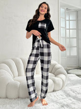 European American Cross - Border Women's Plaid Two - Piece Set Casual Comfortable Summer Homewear Pajamas Elastic Waist Pockets Thin - Zeprah