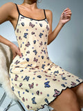 European American Milk Silk Pajamas New Hot Sale Lazy Style Butterfly Strap Nightdress Elastic - Zeprah