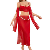 European American New Style Sexy Embroidery Women's Bra Long - Sleeved Slit Long Skirt Breathable - Zeprah