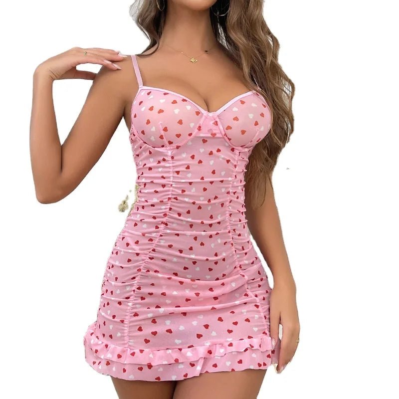 European American New Style Sexy Women's Printed Camisole Mesh Light Breathable Lace See - through Lingerie - Zeprah