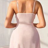 European American New Style Sexy Women's Satin Lace Mesh 3D Embroidery Breathable Pajamas Home Wear - Zeprah