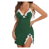European American Plus - Size Milk Silk Lingerie Set Summer Push - Up Sexy Deep V - Neck Bow Tie Side - Slimming Camisole Nightdress Set - Zeprah