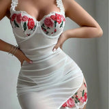 European American Sexy Lingerie Lace See - Through Temptation Embroidered Nightdress Thong Tight Bodycon - Zeprah