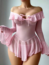 European American Sexy Ruffles See - through Polyester Gauze Dress Off - shoulder Underwear - Zeprah