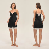 European American Shorts Homewear Pajamas Women Summer Lace Splicing Solid Color Sexy - Zeprah