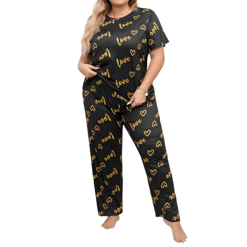 European American Style Loungewear Women Oversized Letter Pattern Crew Neck Short - Sleeve Breathable Summer - Zeprah