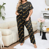 European American Style Loungewear Women Oversized Letter Pattern Crew Neck Short - Sleeve Breathable Summer - Zeprah
