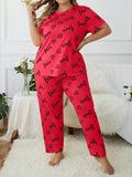 European American Style Loungewear Women Oversized Letter Pattern Crew Neck Short - Sleeve Breathable Summer - Zeprah
