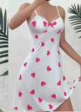 European American Style New Sexy Lace Strappy V - neck Heart Cherry Pattern Costume Nightgown - Zeprah