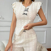 European American Style Sexy Hollow Out Strapless Women's Spandex Lace Pajamas Spring Summer High - end Homewear - Zeprah