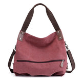 European American Style Women's Casual Solid Color Zipper Closure Fashionable VersatileCanvas Shoulder Crossbody Bag - Zeprah
