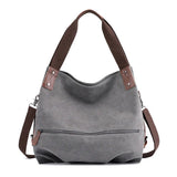European American Style Women's Casual Solid Color Zipper Closure Fashionable VersatileCanvas Shoulder Crossbody Bag - Zeprah