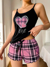 European American Summer Sexy Strap Shorts Women's Thin Pajamas Milk Silk Print Casual Two - Piece Elastic Waist - Zeprah