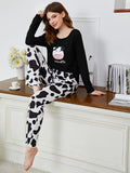 European American Two - Piece Pajamas Set Long - Sleeved Long - Pants Milk Silk Full - Print Cartoon New Autumn - Zeprah