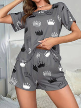 European American Women's Comfortable Casual Set Print Short Sleeve Milk Silk Pajamas Elastic Waist Summer - Zeprah