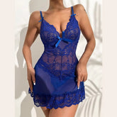 European and American Plus Size New Women's Sexy Lingerie See - through Lace Temptation Nightwear Set - Zeprah