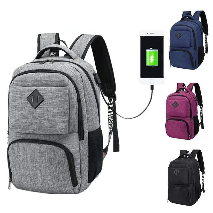 European Market Recycled Polyester School Travel Business Laptop Backpack Unisex Handiness USB Charger Port Waterproof - Zeprah