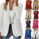 Explosions Autumn Long Sleeve Solid Color Cardigan Small Suit Jacket Women - Zeprah