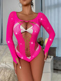 extreme Hot Diamond Shiny Sexy Underwear Long Sleeve Mesh Bodystocking Lingerie - Zeprah