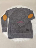 Wholesale Knitwear Soft Men's Knit Top Jumper Pullover Crew Neck Elbow Patches Solid Winter Warm Knitted Sweater