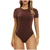Hot Sell Women Short Sleeve One Piece High Stretch Compression Soft Bodysuit Rompers Jumpsuit