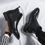 Pointed Toe Brogue Dress Shoes Coffee Color Durable Fashion Ankle Boots for Men