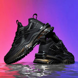 New Men Black Running Shoes with Cushioned Sole and Unique Geometric Design for Ultimate Comfort and Performance in Sports