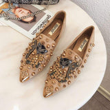 Women's Rivet Studded Comfort Loafers - Soft Suede Flat Shoes & Slippers