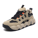 High Top Synthetic Leather Athletic Shoes with Chunky Wave Outsole for Running Gym Training Sneakers