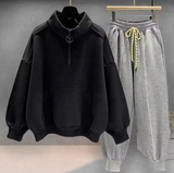 Autumn and Spring Men's Half Zipper Top and Long Pants Sports Suit Loose Casual Fashion Men's Two-Piece Set