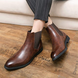 Winter Ankle Chelsea PU Leather Boots Summer Winter Usable Pointed Toe Men Snow Boots