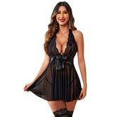 Sexy Erotic Women's Mesh Perspective Suspender Pajamas Plus Size Suit