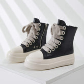 Chaussures Outdoor Casual Sepatu Wide Shoelace Leather Boots Ladies Platform Sneakers