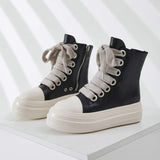 Chaussures Outdoor Casual Sepatu Wide Shoelace Leather Boots Ladies Platform Sneakers
