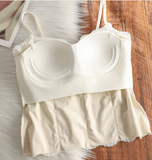 French Lace Camisole with Pad Suspender Fishbone Girl Sexy Lace Seamless Vest Push up Fishbone Bra