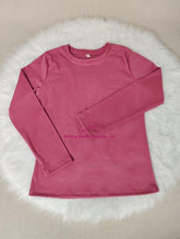 Autumn Winter Women's Light Fleece Round Neck Long Sleeve T-Shirt Base Layer Pullover Fashionable Inner Wear