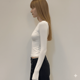 Factory Direct Casual Autumn Basic Shirt , Collarless Long Sleeve Solid Stretch Knit Top , Eco - Friendly Slim Fit Women's Basic - Zeprah